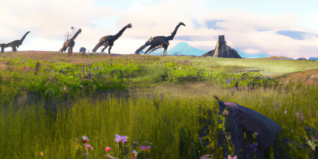 Ill. 4 - Pod of brontosaurs grazing on meadowland